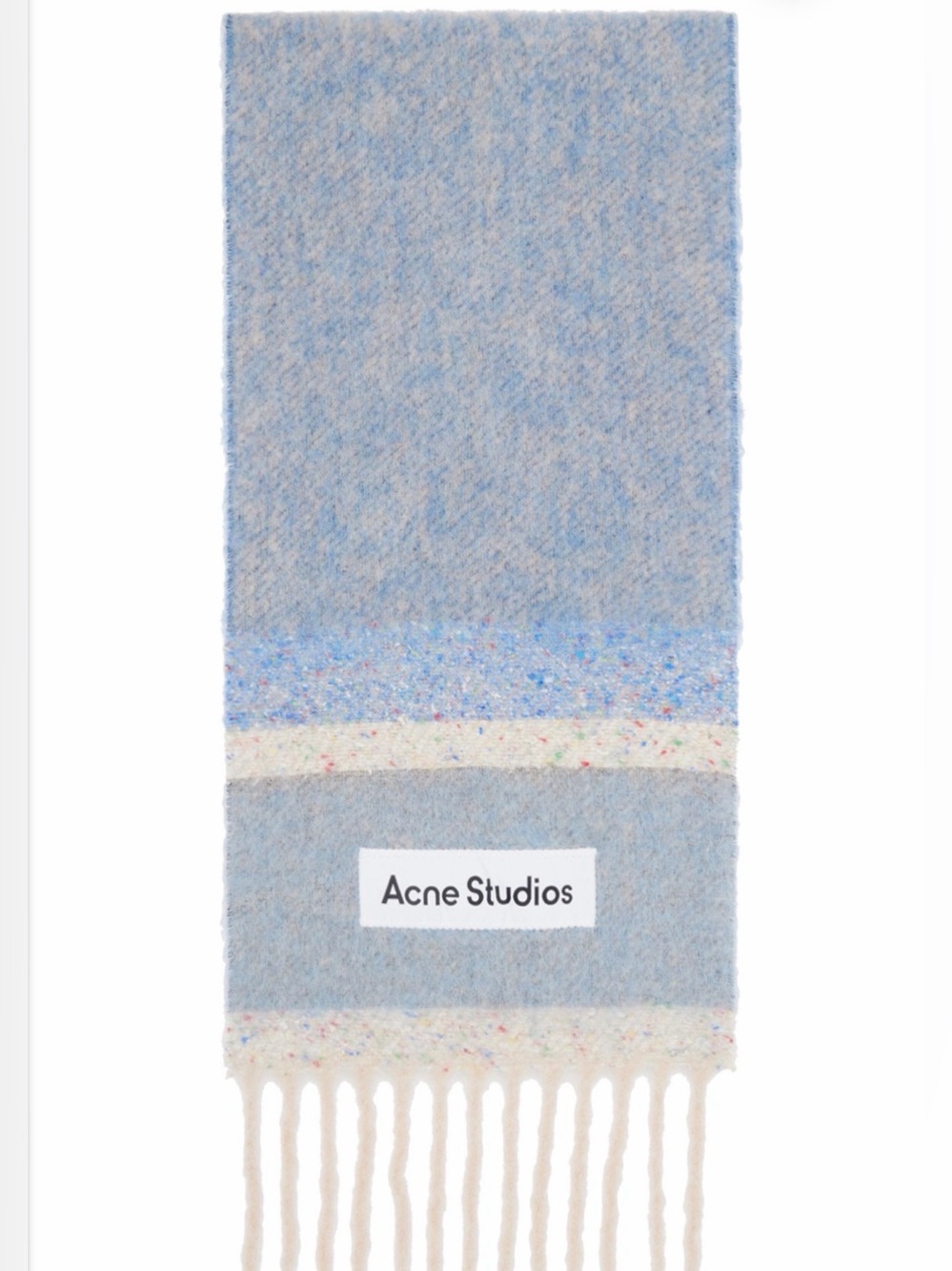 Acne Studios Blue Fringed Logo Scarf